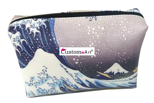 Borsa cosmetica in PU con stampa digitale, borsa cosmetica personalizzata, borsa cosmetica all'ingrosso Portafoglio portatile con portamonete Ukiyoe in stile giapponese