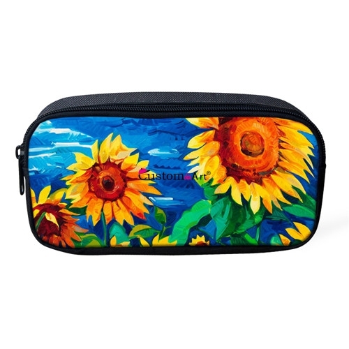 Borse di tela personalizzate con stampa digitale Borsa per pittura a olio in cotone primavera estate autunno Borse per matite di girasole pazze colorate Borse di tela piccole 100 astucci in cotone