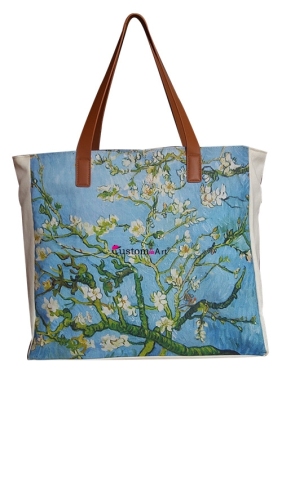 Tote Bag con stampa digitale in puro cotone Eco FriendlyBag Borsa da picnic alla moda e di grande capacità shopping bag tote bag in tela blu-verde Senso artistico