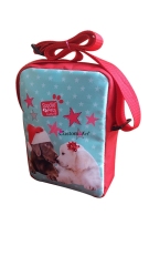 Christmas pet's photos Vivid red cute children wallet easy to carry polyester shoulder bag Contrasting colors