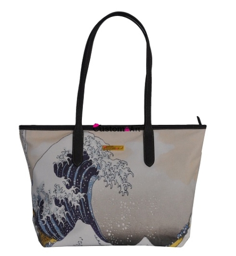 Borsa in tela riutilizzabile Bella all'ingrosso Stile avanzato Dipinti famosi Onda in stile giapponese Cielo stellato Borsa da donna Van Gogh Ukiyoe con stampa digitale Borsa tote in tela