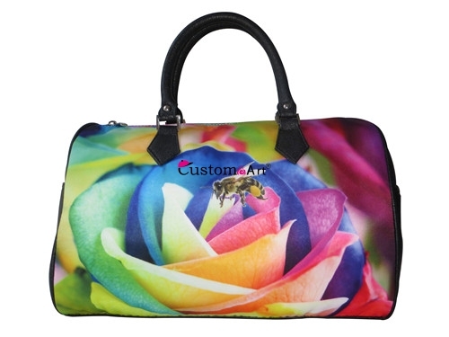 Borsa all'ingrosso con stampa digitale, borsa a mano colorata api animali uccelli carino borsa a mano, borsa a mano, tote in tela con manici in pelle