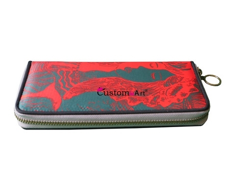 wholesale personalizzato moda moda rosso nero multi-scomparto Portafoglio portatile elegante alla moda in microfibra con stampa digitale Borse borse di tela con cerniera Portafoglio