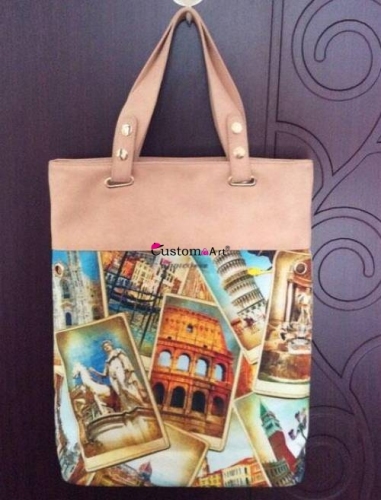 Borsa riutilizzabile Borse Torre Pendente di Pisa Borse fotografiche all'ingrosso, francobolli Borsa tote senso retrò, memoria romana Borsa in microfibra con stampa a sublimazione