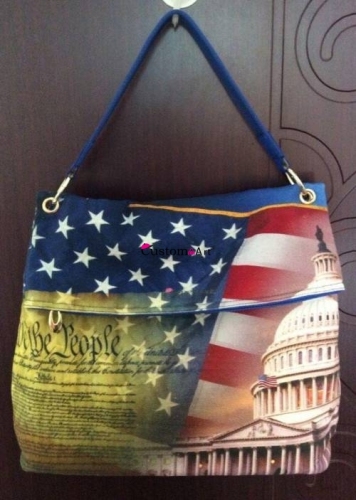 Borsa della spesa di origine occidentale stelle e strisce Borse tote riutilizzabili Borse fotografiche all'ingrosso, Borsa tote piccola, borsa in cotone con stampa personalizzata Bandiera americana Spirito americano