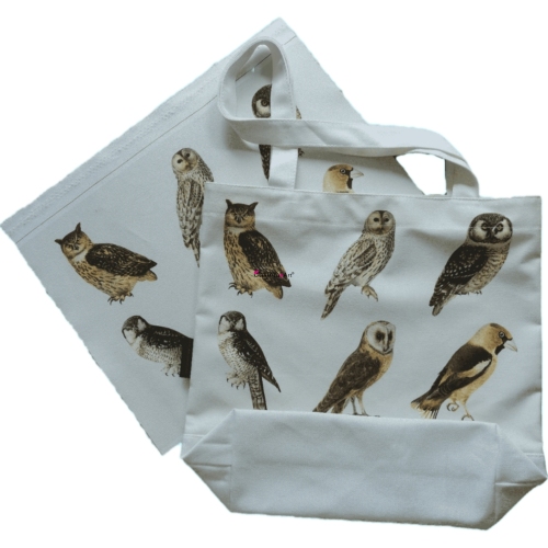 Borsa della spesa del gufo Borsa della tela Design uccello animale domestico carino Borsa dei sensi Borsa delle signore Naturale di alta qualità Non tossico Bello