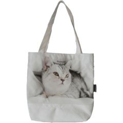 Girl's canvas bag design sense tote bag lady bag high-quality shopping bag pure natural non-toxic beautiful cat kitten pet cute