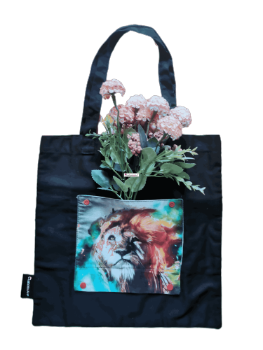 Borsa tote pieghevole Borsa in tela Borsa della spesa Borsa personalizzata Borsa regalo studenti delle scuole colorato Leone colorato portatile Tasche multiple Cerniera Multifunzione Bellissimo design di nicchia pieghevole