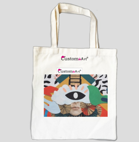 Borsa tote piccola in tela Convention con manici lunghi Borsa scuola shopping bag tote borsa in tela colorato artista design stampa digitale cool