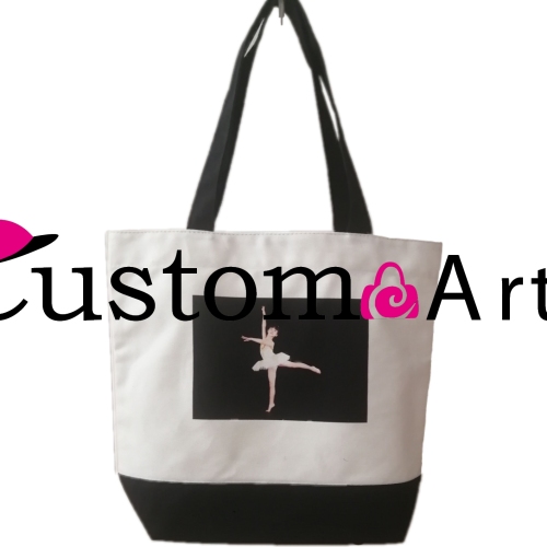 Shopping bag Borsa per libri Stampa HD personalizzabile Borsa gife di pregevole fattura Borsa tote in tela manico nero e tela di puro cotone Stampa digitale di foto artistiche con fondo nero