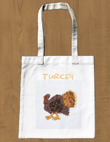 Shopping bag Tote bag Pure cotton Halloween Turkey funny design Cereal Orange brown warm Peanuts and almonds Kids bags Party souvenirs