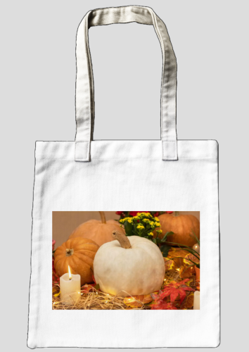 Tote bag book bag pumpkin halloween canvas bag funny autumn winter orange yellow pure white warm long handle tote bag