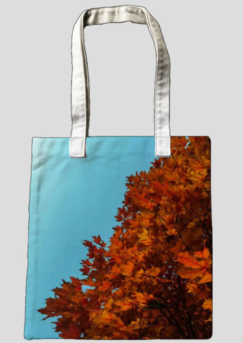 Fully customized tote bag girl bag gift bag pure cotton woman bag canvas bag shopping bag maple leaf high contrast beauty blue sky red leaf red maple like fire