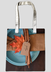Digital printing cotton shopping bag gift bag can be customized shopping bag maple leaf beautiful scenery letterhead autumn greetings contrast orange red brown retro old look contrast color wood board