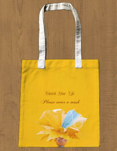 Eco-friendly bags, handbags, universal bags, pure cotton orange, girls’ bags, please wear your masks, autumn maple leaves, creative design