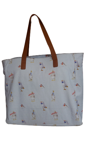 Kleines Blumenmuster-Logo kann angepasst werden, Digitaldruck aus reiner Baumwolle, Handtasche mit großer Kapazität, Mädchentasche, Geschenktüte, süßes Tier, Ente, Gans, Souvenirtasche