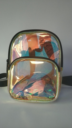 Lasertransparente kleine Schultasche in leuchtenden Farben Haustier-Snacktasche für Kinder