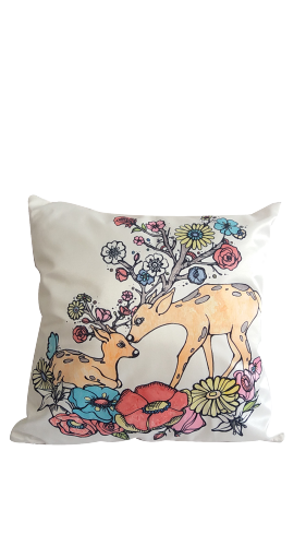 Cartoon-Kissenbezüge können angepasst werden Sikahirsch farbige Blumen Kinder Cartoon