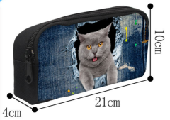 Estuche de lápices personalizable, bolsa de tela, estuche de lápices, cremallera, lindo gato
