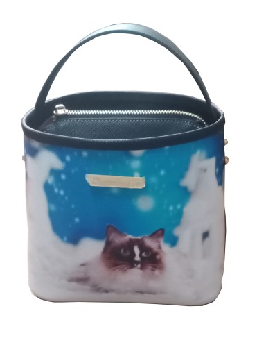 Bolso redondo Sentido de mascota de gama alta Sentido de diseño Pequeño sentido de calidad Muy buena textura Impresión digital de algodón puro