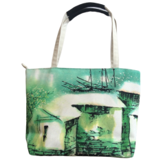 Handbag shoulder bag tote bag large capacity design sense niche sense beauty shui ink painting Chinese painting