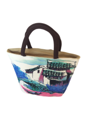 Handbag shoulder bag tote bag large capacity design sense niche sense beauty shui ink painting Chinese painting