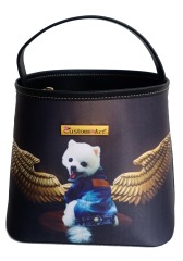 Bolso redondo Sentido de mascota de gama alta Sentido de diseño Pequeño sentido de calidad Muy buena textura Impresión digital de algodón puro