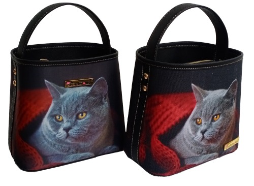 Bolso de cubo Bolso de mujer portátil Gatos y perros Bolso de compras Gran capacidad Lindos animales pequeños Gatos,