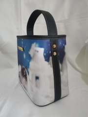 Bolso redondo Sentido de mascota de gama alta Sentido de diseño Pequeño sentido de calidad Muy buena textura Impresión digital de algodón puro
