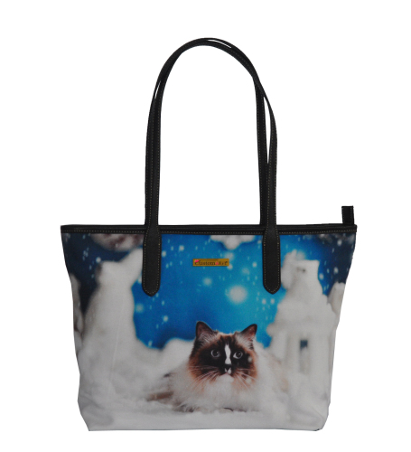 Borsa tote con stampa digitale adorabile gattino gattino Manconkey Corgi cotone Varietà di animali borsa tote in tela con manici in pelle borse in tela di cotone 100% borsa della spesa in tela riutilizzabile