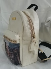 Customizable PU leather white pet pattern backpack, precise stitching, fine workmanship, small bag, shopping trip, portable bag, mini lightweight, customizable, clear printing, non-toxic and non-odorous, cute small bag for boys and girls