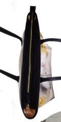Bolso tote de asa larga, cuero pu de alta calidad, algodón puro u otros materiales y diseños que se pueden personalizar. Patrón de mascota, duradero y resistente al color.
