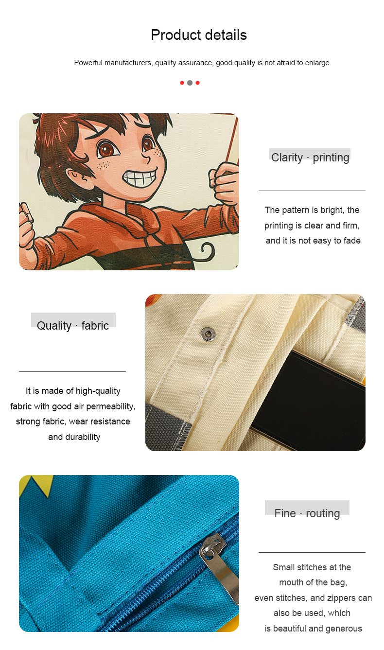 Visualización de detalles de bolsas de lona personalizadas