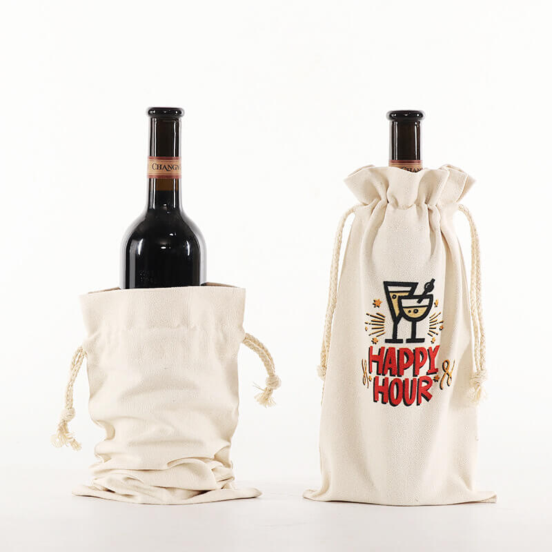 Cotton red wine canvas bag custom logo