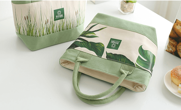 Customized portable insulation canvas lunch bag with the logo