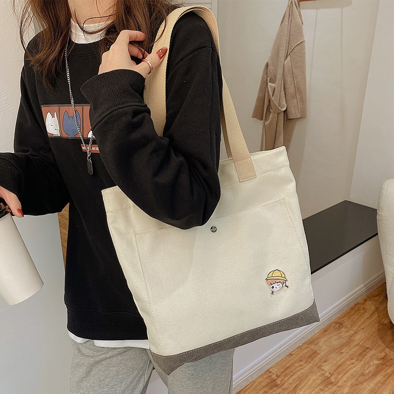 Daily back white canvas bag