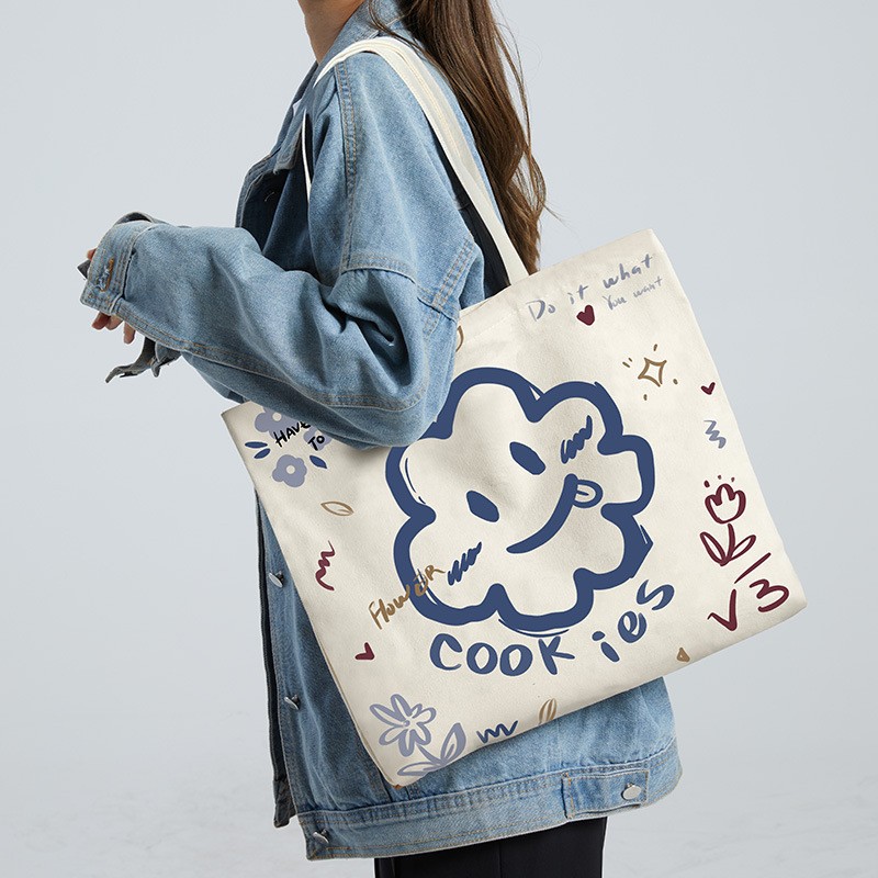 Digital printed cotton promotional tote bag