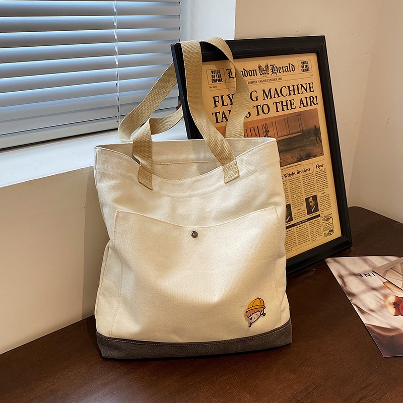 Easy to clean cotton white canvas bag