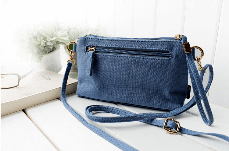 Embroidered canvas satchel back