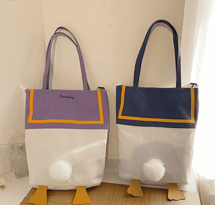Custom made duck butt canvas bags of different colors