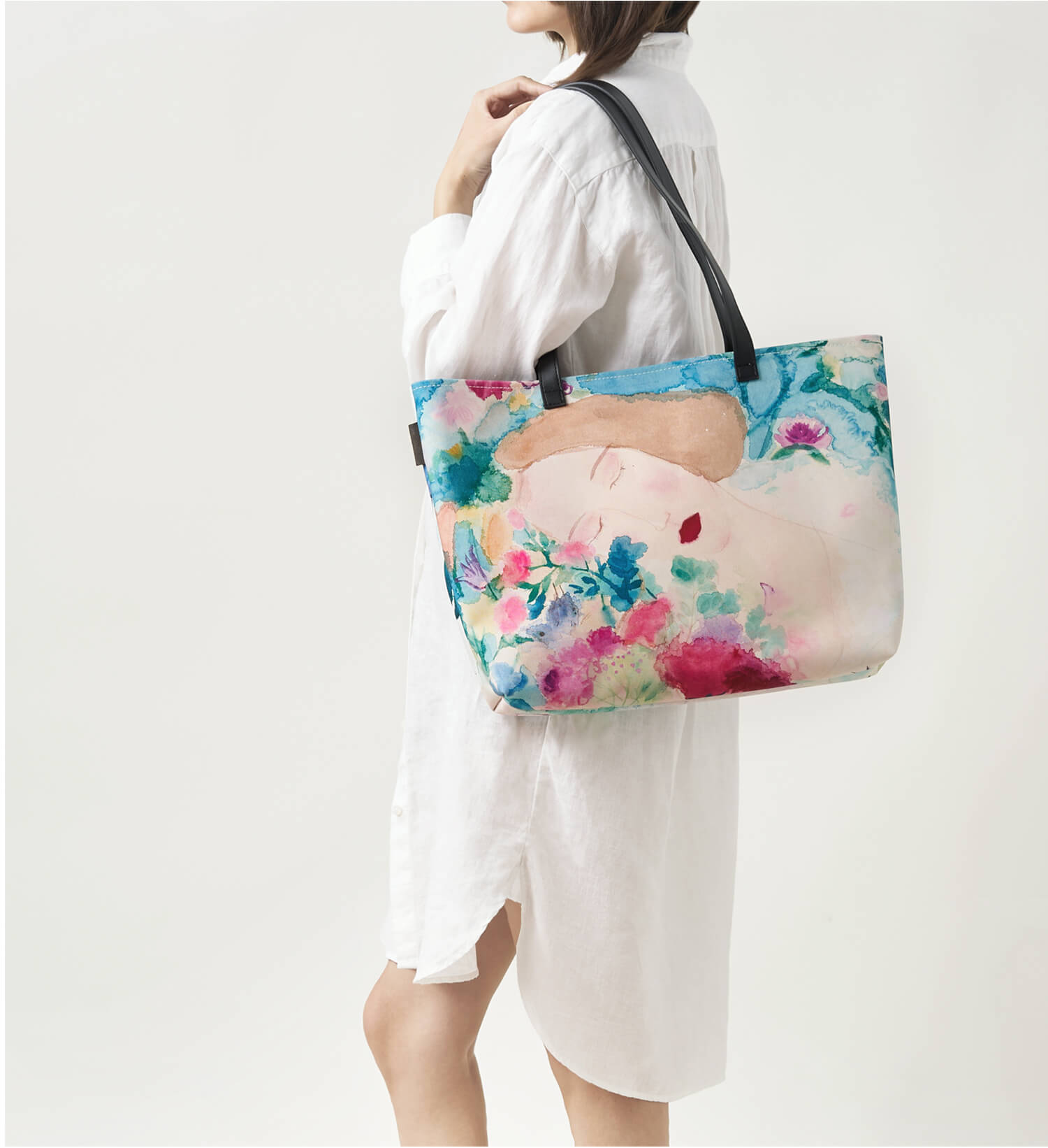 Women's digital printed canvas tote bag