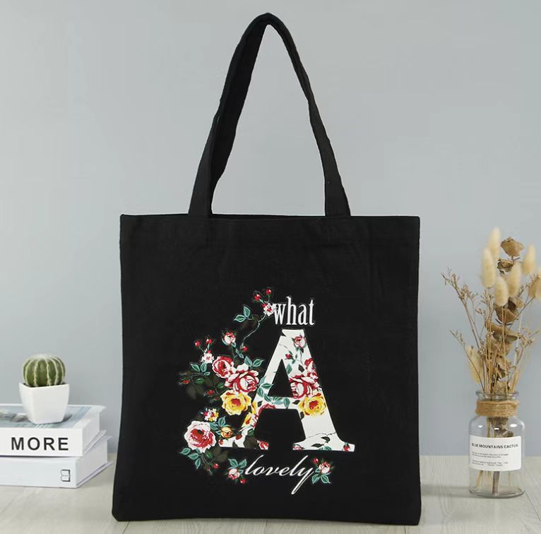 Digital printing black sustainable tote bag