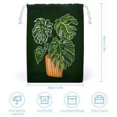 Green Plant Drawstring Storage Bag Double