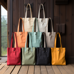 A variety of solid color canvas bags