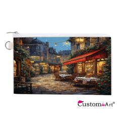 Customizable colorful pattern fashionable zipper canvas wallet, washable multi-functional wallet stationery bag