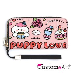 Monedero personalizado con dibujos animados para cachorros, bolso de mano antidesmagnetización para mujer, billetera portátil multifuncional con ranura para múltiples tarjetas