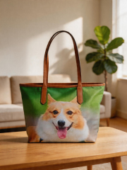 Sacola feminina com impressão digital de fotos de animais de estimação de personalidade