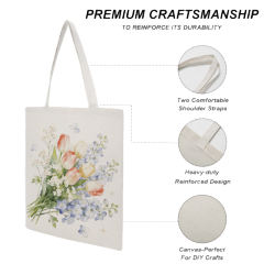 Spring&Summer floral print tote Bag | Natural and Eco-friendly, Comfortable and Durable | Customizable