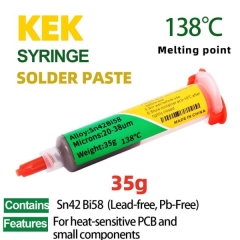 35g Lead-Free Solder Paste For Electronics 138 ℃ Melting Point Sn42 Bi58 with Syringe - Low Residue Solder Cream for BGA and PCB Reflow