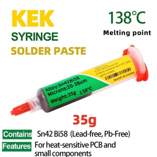 35g Lead-Free Solder Paste For Electronics 138 ℃ Melting Point Sn42 Bi58 with Syringe - Low Residue Solder Cream for BGA and PCB Reflow